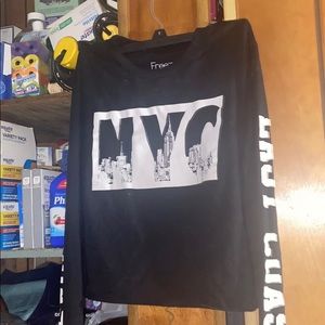 Black East Coast NYC Long Sleeve Crop Top